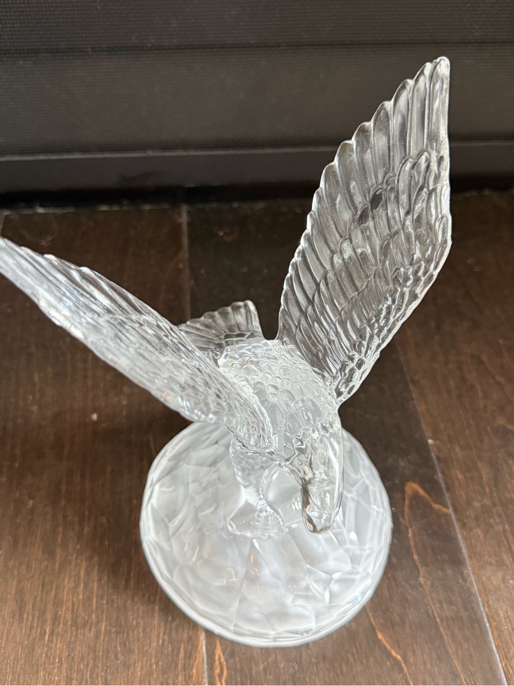 Vintage Cristal d'Arques Lead Crystal Bald Eagle w/ Fish Figurine, Frosted Base